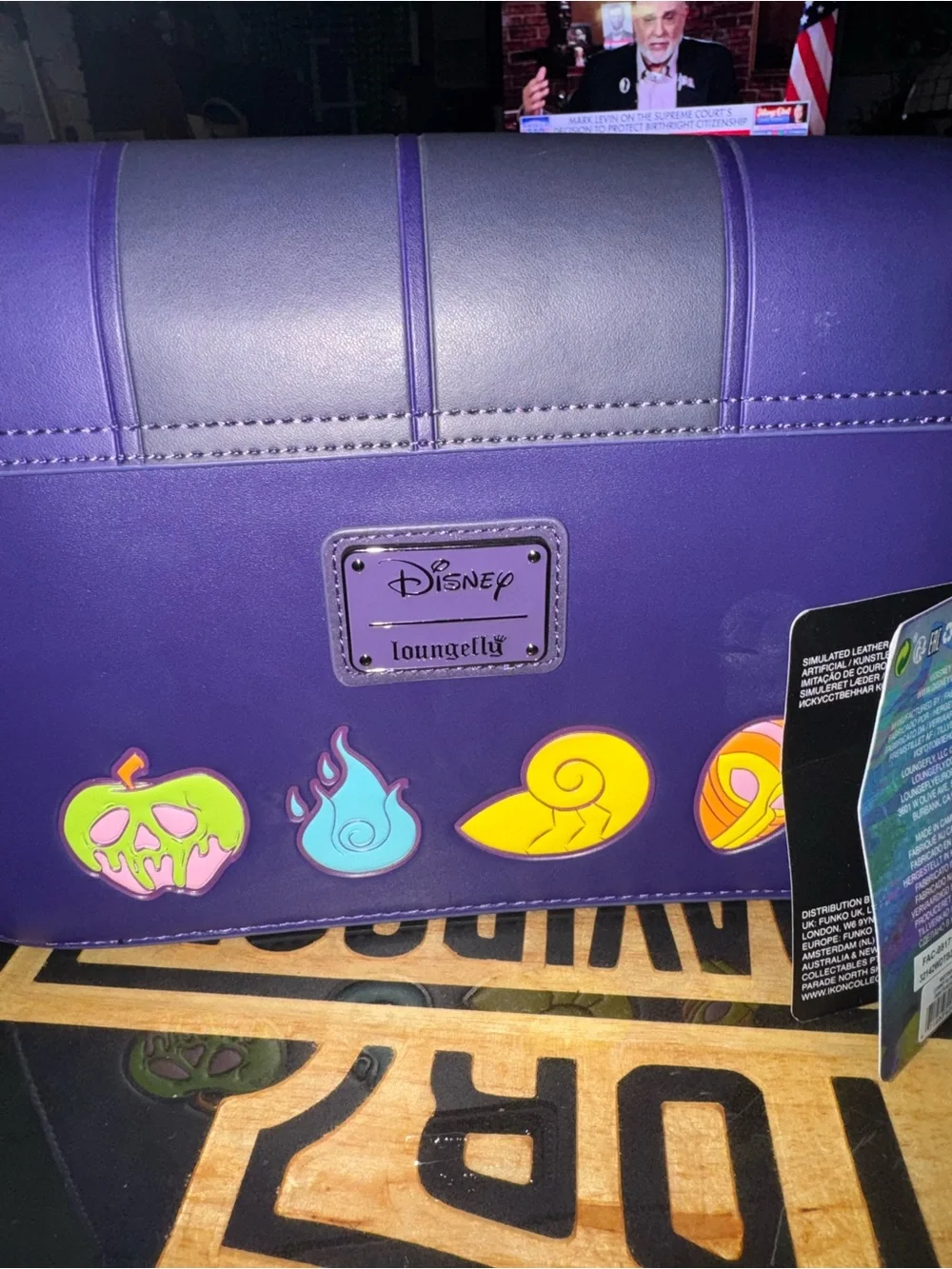 Loungefly Disney VILLIANS Black Bag with Colorful Villain Graphics